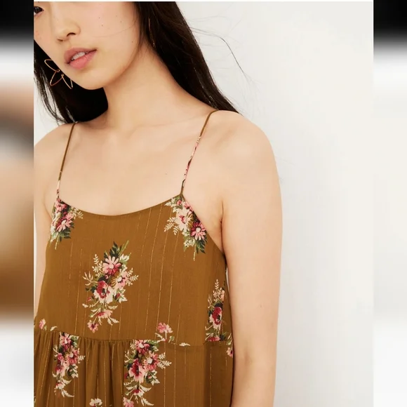 Madewell Yellow Brown Spaghetti Strap Sundress Maxi - Picture 2 of 10